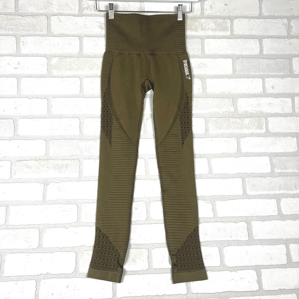 Gymshark Energy+ Seamless Leggings Olive Green High Waisted XS Activewear